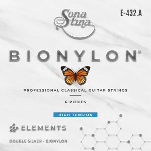 Set de Cuerdas Sonatina Guitarra Clásica Bionylon Doble Plata E-432.A T.Alta